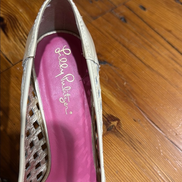 Lilly Pulitzer Cream basketweave leather espadrilles wedge heels size 6.5 - Picture 2 of 10